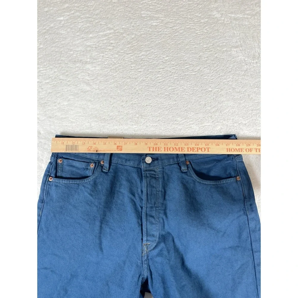 Levi's Premium 501 Irregular Distressed Blue Jean Shorts Straight Fit Men's 36x9